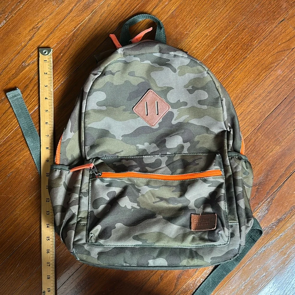 ⭐️ 3/$15 Old Navy Orange and Camouflage Backpack Booksack